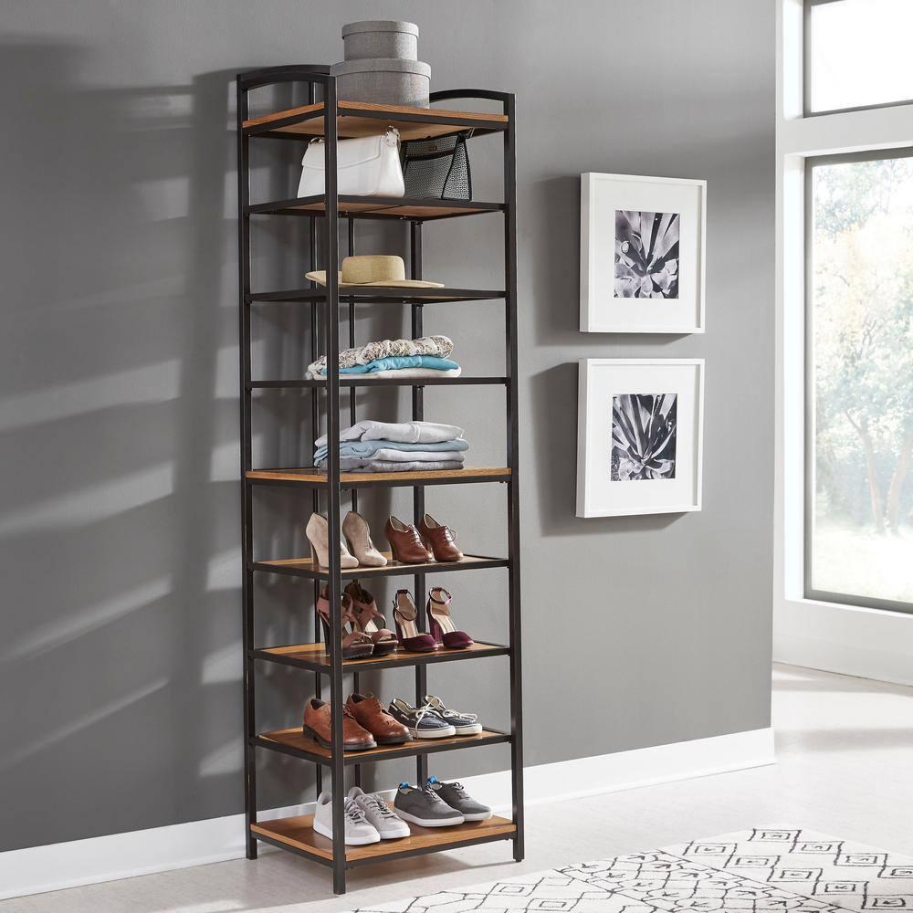 Homestock Modern Tribal Treasures Brown Wood Closet Wall Shelf Unit