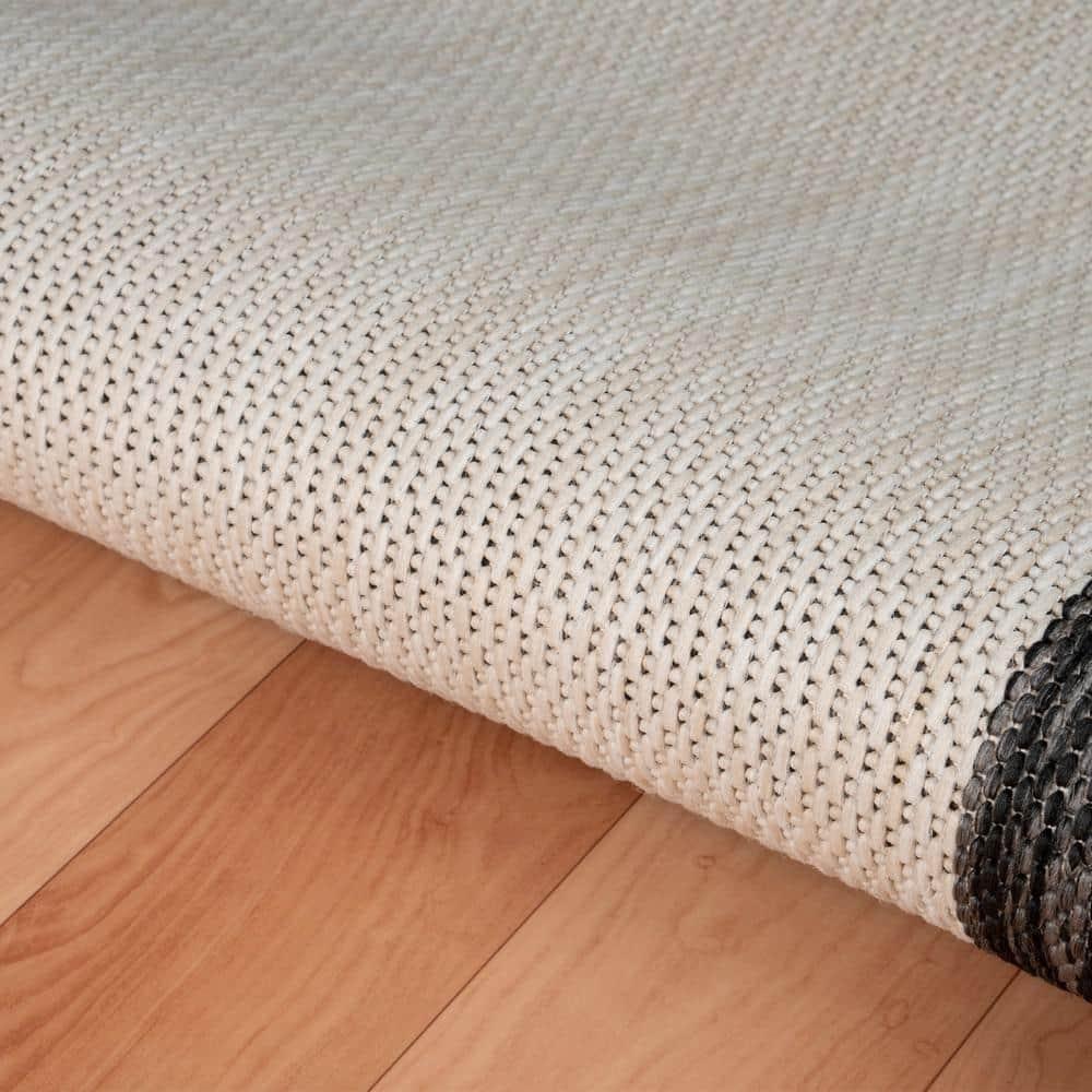 LR Home Kiara 5'3" x 7', Ivory/Black/Gray Bordered Fade & Stain Resistant Indoor/Outdoor Area Rug