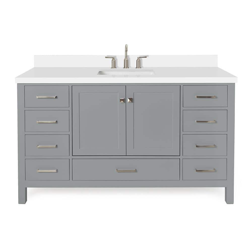 Cambridge 60'' Single Bathroom Vanity with Carrara Marble Top