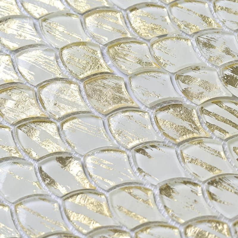Majeste 0.5" x 2" Glass Fish Scale Mosaic Wall & Floor Tile