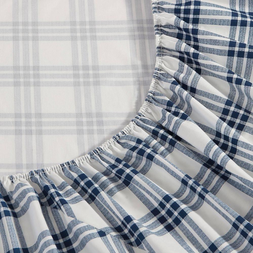 Full Printed Pattern Percale Cotton Sheet Set Navy Plaid - Eddie Bauer