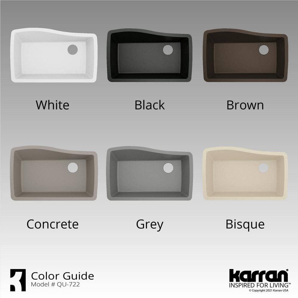 Karran Karran Undermount Quartz Composite 33-1/2'' X 21'' Single Bowl Kitchen Sink QU-722-WH