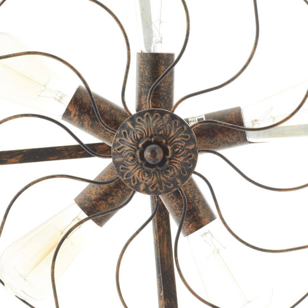 DecMode 24" 5 Light Vintage Fan Bronze Accent Lamp with Black Metal Shade