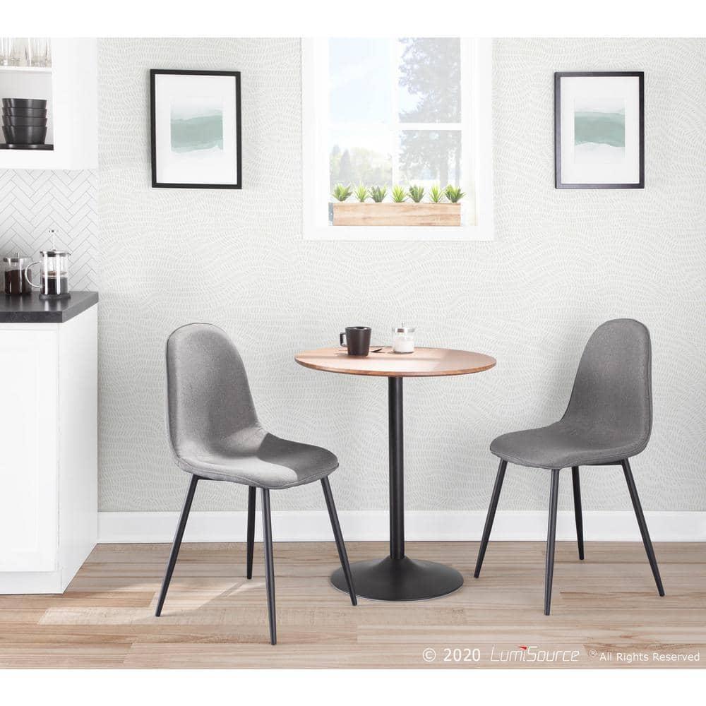 LumiSource Pebble Mid-Century Modern Bar Height Table Walnut/Black : Rustic Style, Round Top, Metal Pedestal Base