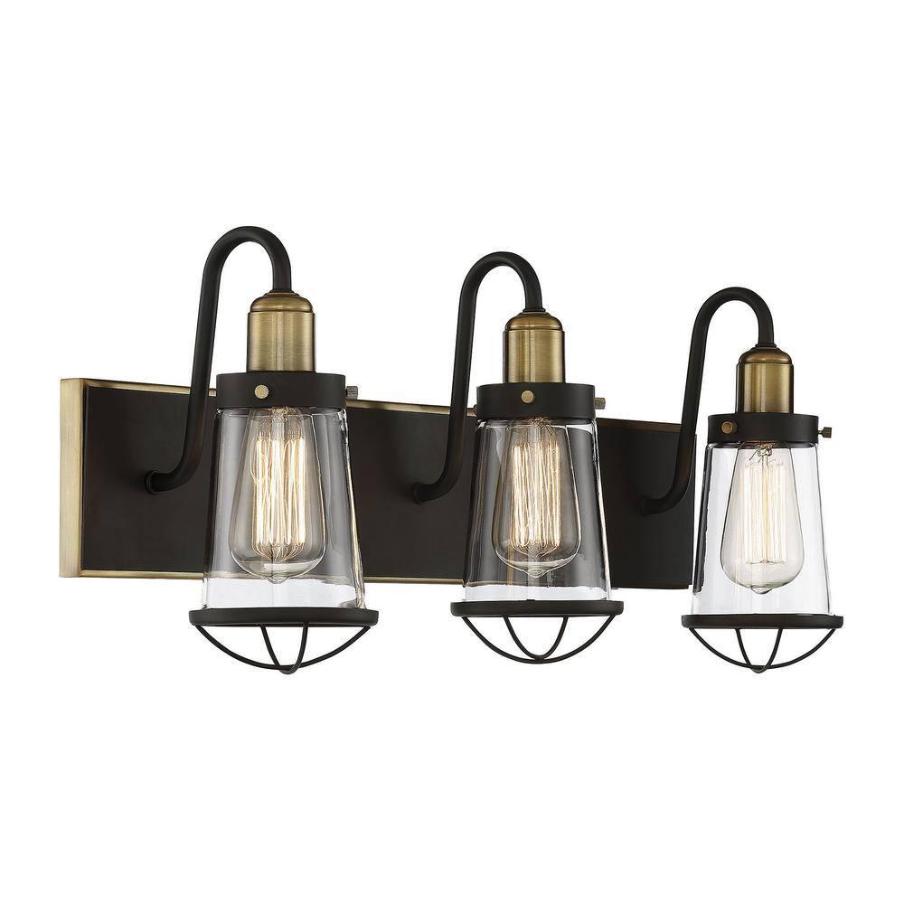 Savoy House Lansing 3 - Light Vanity in  English Bronze/Warm Brass