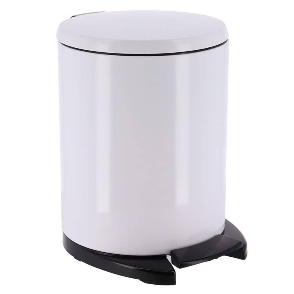 Evideco Soft Close Lid Round Metal Step on Trash Can Waste Basket  6-liters-1.6-gal.