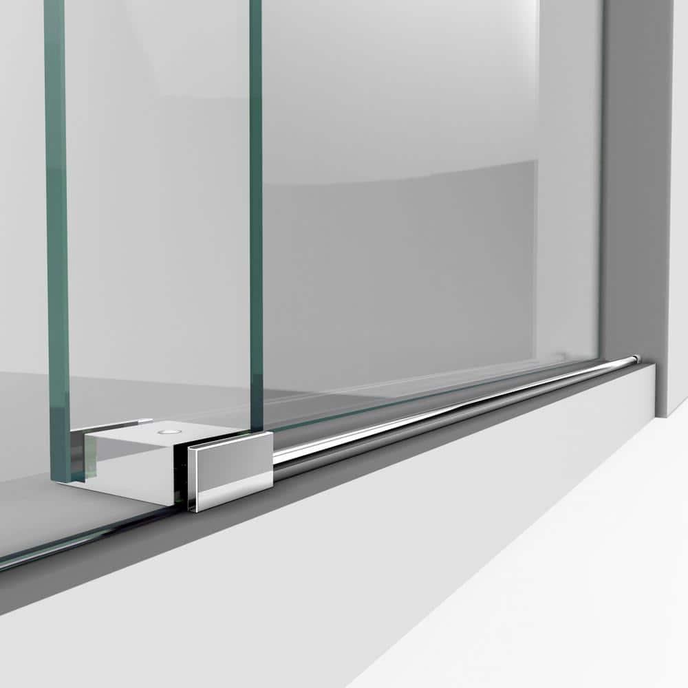 Enigma-XO 50" W x 76" H Sliding Frameless Shower Door with Clear Max™ Technology