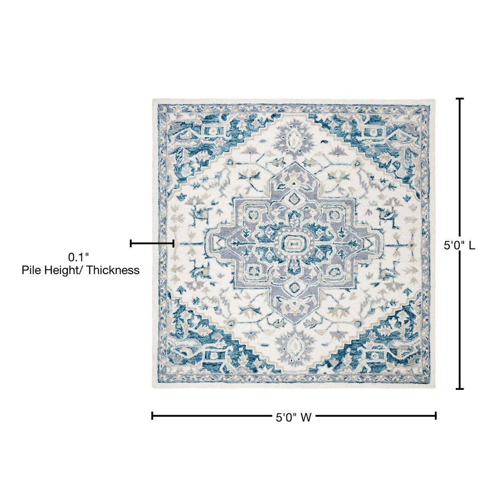 Micro-Loop MLP503 Hand Tufted Area Rug - Ivory/Navy - 5'x5' - Safavieh.
