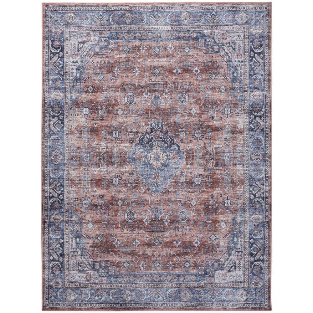 Nourison Washable Brilliance 7'10" x 9'10" Blue/Multi Vintage Indoor Rug