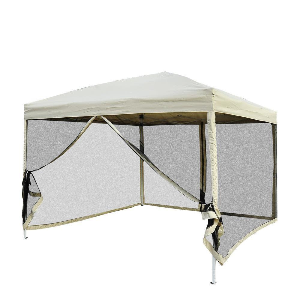 Outsunny 10' x 10' Pop Up Canopy Tent with Breathable Mesh Sidewalls, Easy Height Adjustable, Easy Transport Carrying Bag for Backyard Garden Patio