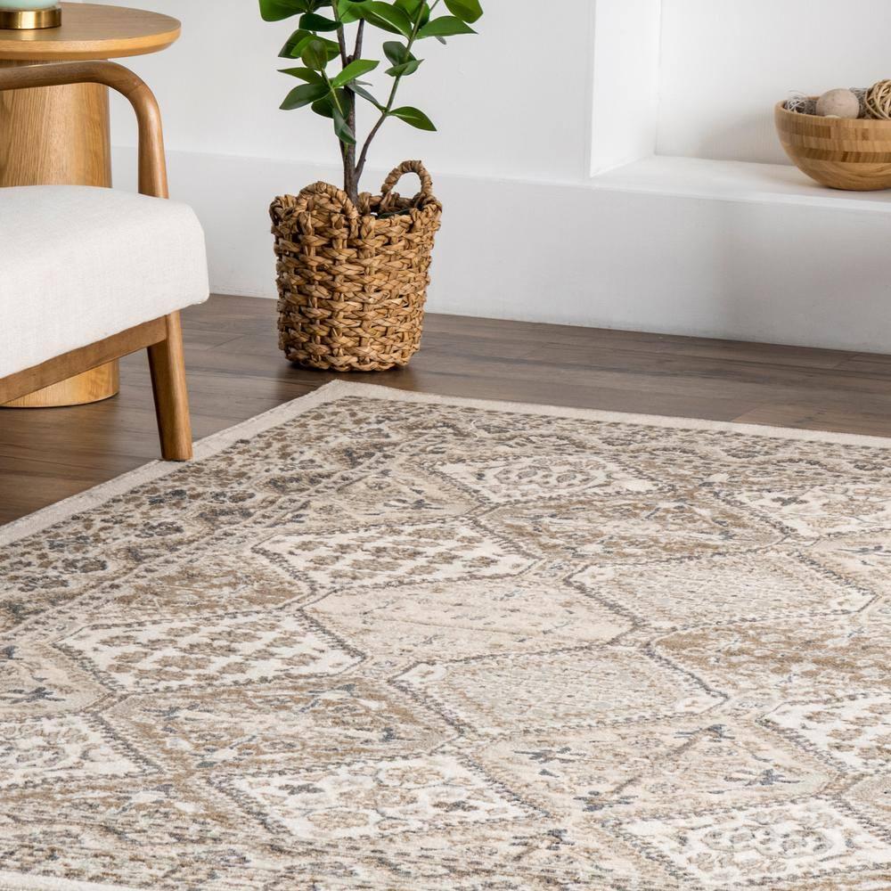 Nuloom 5x8 Becca  Tiled Indoor Area Rug, Beige, Faded Transitional Design, Stain Resistant, BedroomLiving Room, Kitchen,