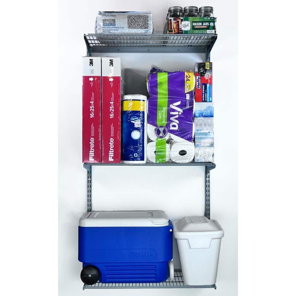 Triton Products Heavy Duty 3 Tier Wire Shelf, Gray, 375 lb. Capacity