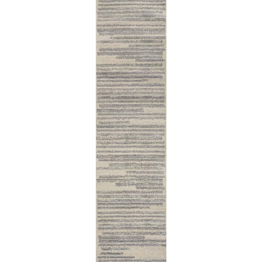 JONATHAN Y Khalil Modern Berber Stripe Cream/Gray 2 ft. x 8 ft. Runner Rug