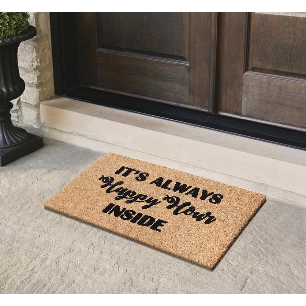 A1HC Natural Coir Flocked Doormat with Heavy Duty Non-Slip PVC Backing Easy to Clean, Fade Resistant, Pet Friendly Outdoor Welcome Mat, Low-Profile Durable Doormat 24"X36"