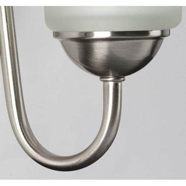 Progress Lighting Classic 4-Light Bath Vanity in Brushed Nickel with Bell-Shaped Etched Glass Shades