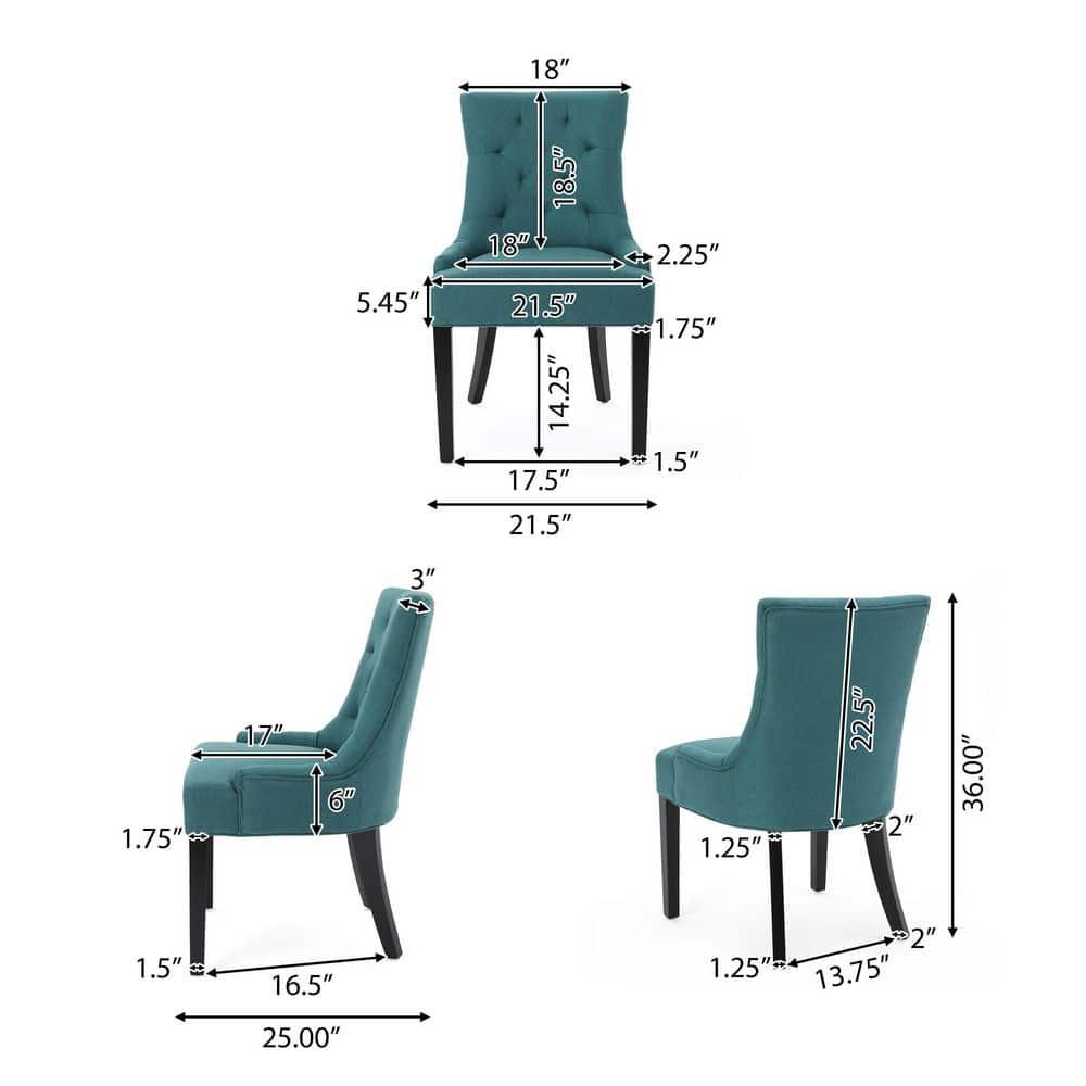 Noble House Tyler Indoor Fabric Dining Chairs, Set of 4, Dark Teal, Espresso