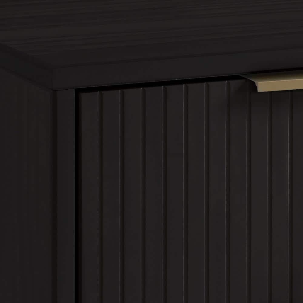 Granville Modern 2 Drawer Nightstand Black - Manhattan Comfort: Bedside Table with Storage, Painted Wood Finish