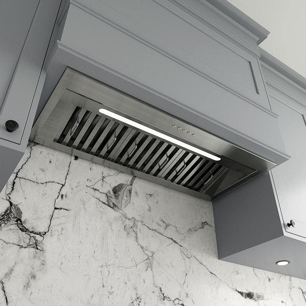 Streamline Bath Streamline 34 In. T-11611-1-DT Pescara Ducted Insert 350 CFM Range Hood In Brushed Stainless Steel With Baffle Filters, Electronic Button Control, LED Light T-11611-1-DT