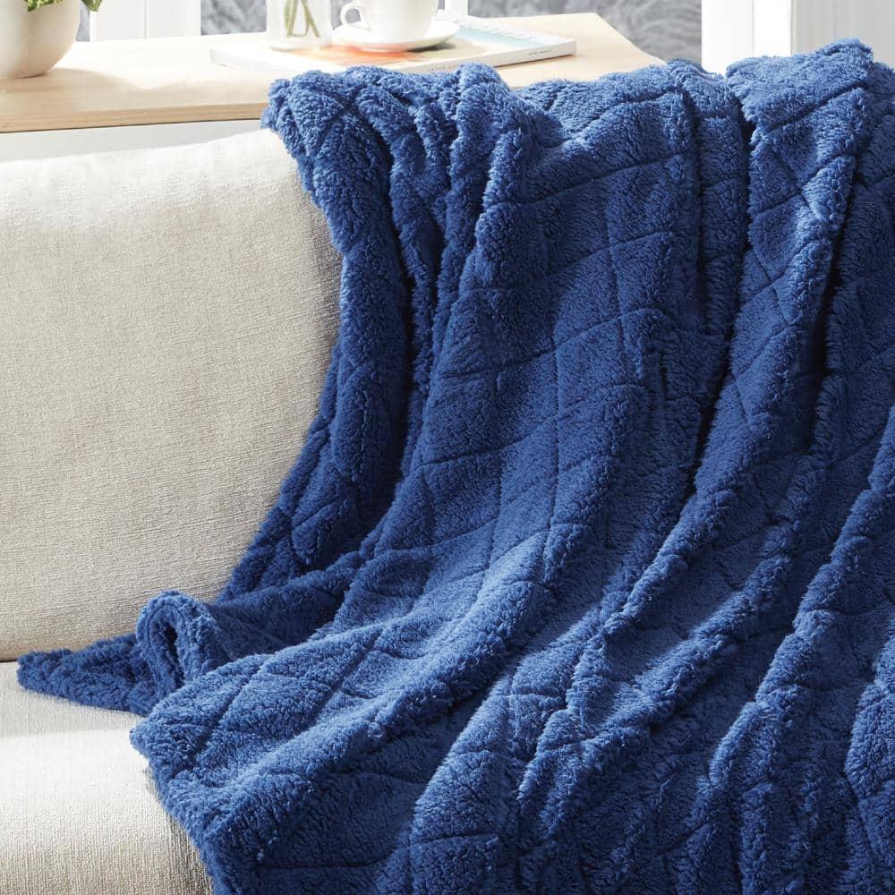 Coleman Diamond Embossed Sherpa Plush Throw Blanket/Coverlet