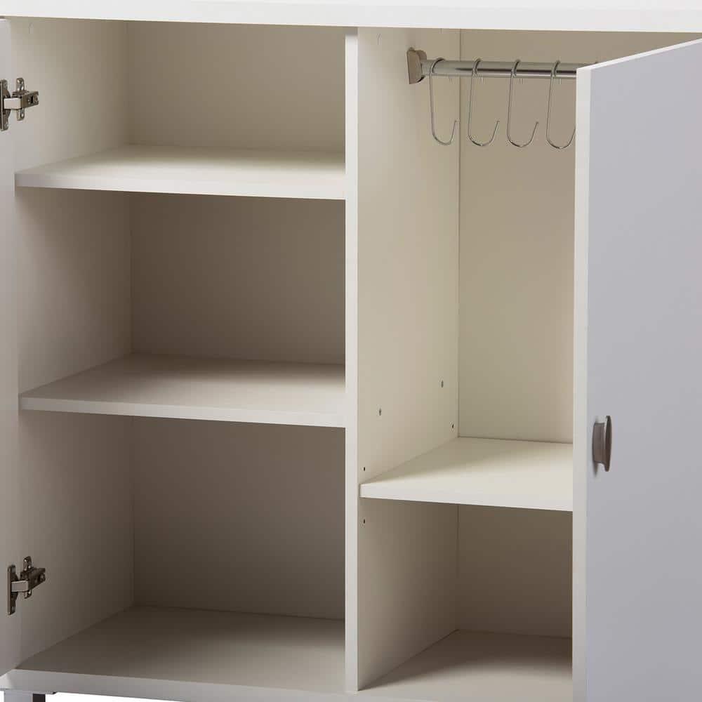 Marcy Modern and Contemporary Wood Entryway Storage Sideboard Cabinet - White - Baxton Studio: Engineered Wood, 5 Shelves, Bag Organizer