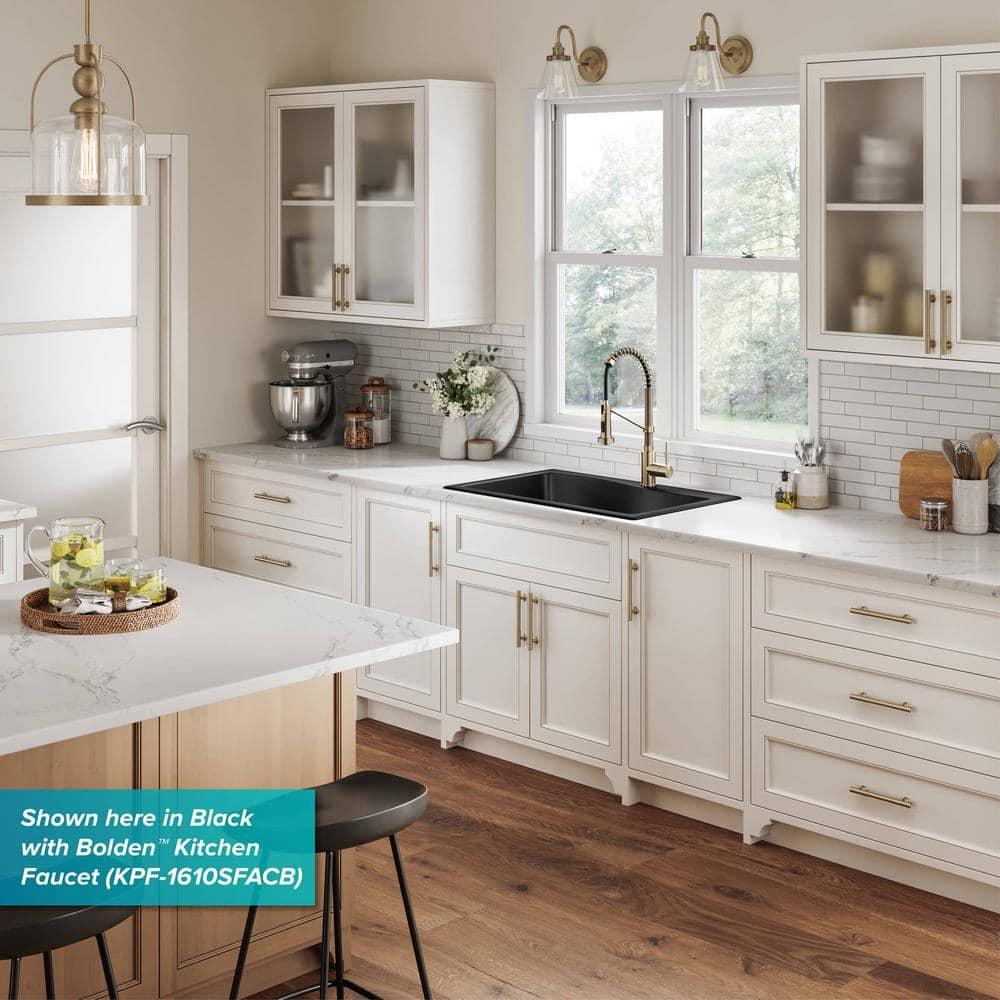 Kraus KRAUS Quarza™ 33" L Dual Mount 60/40 Double Bowl Granite Kitchen Sink KGD-442GREY