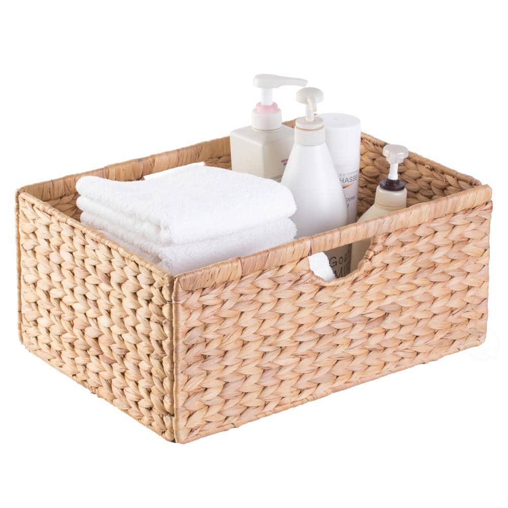 Vintiquewise Medium Hyacinth Basket - Rustic Handwoven Multipurpose Foldable Storage Organizer Decorative Laundry Totes and Woven Storage Bin for Bedroom, Living Room, Bathroom, Pantry and Closet