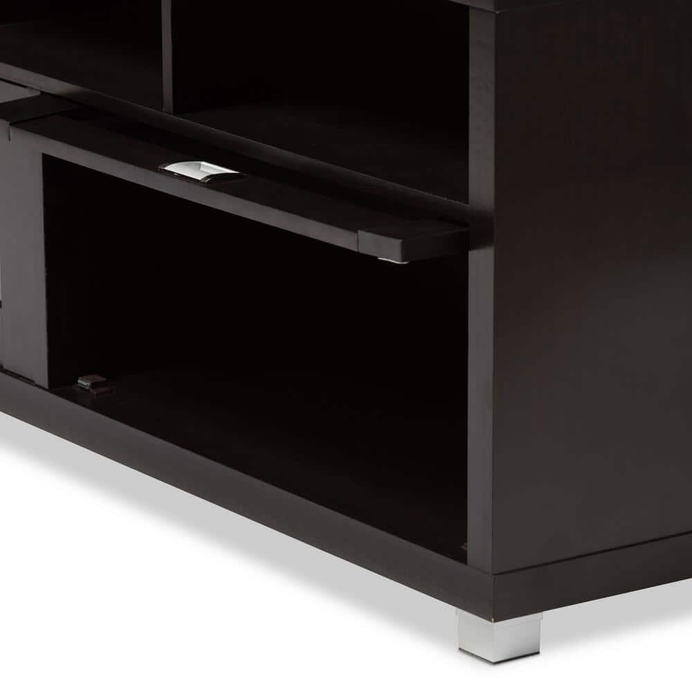 Modern TV Stand for TVs up to 62" Dark Brown - Wholesale Interiors: Entertainment Center with Cable Management