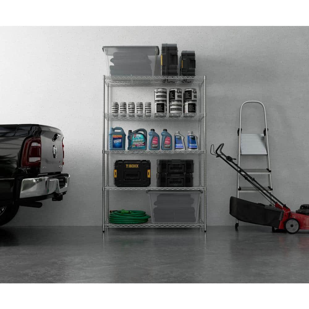 Everest Home Everest Wire Rack Heavy-Duty 5-Tier Utility Shelving Unit, 48 W x 24 D x 72 H, Chrome