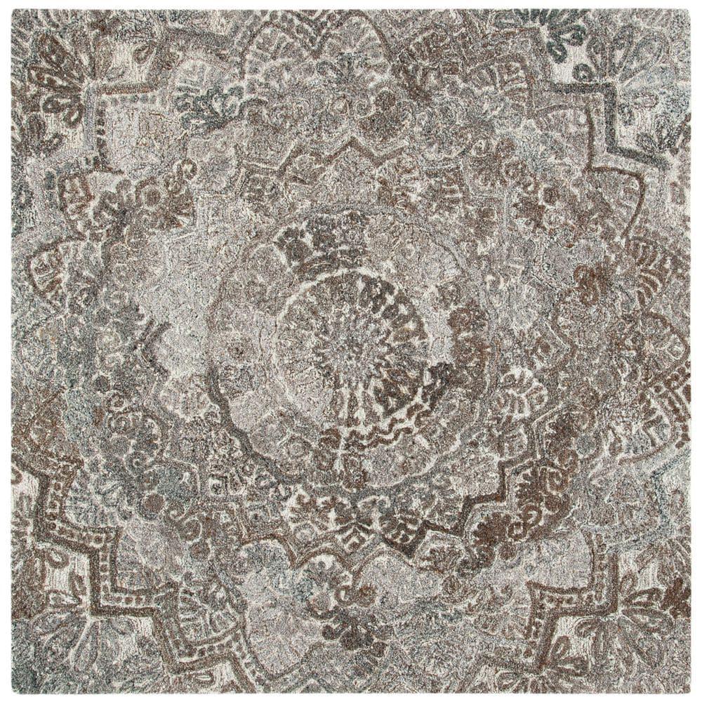 Marquee MRQ110 Hand Tufted Indoor Area Rug - Grey/Ivory - 8'x8' - Safavieh