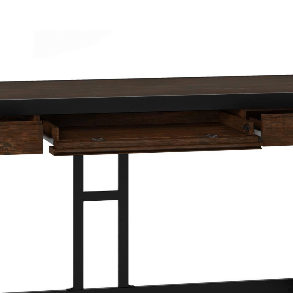 Simpli Home Erina 48"W Solid Acacia Wood Small Desk, Industrial Style with Keyboard Tray and 2 Drawers