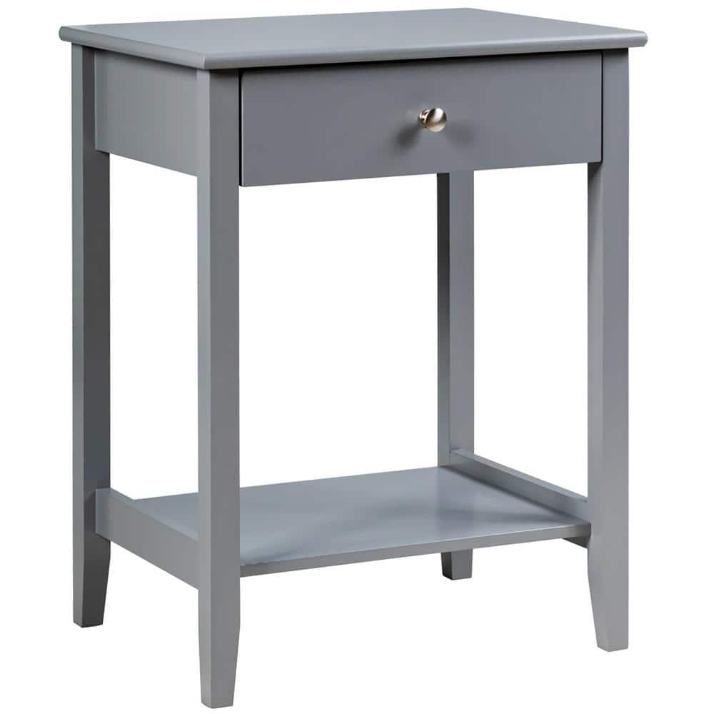 Costway Nightstand End Table Storage Display Bedroom Furniture Drawer Shelf Beside Grey