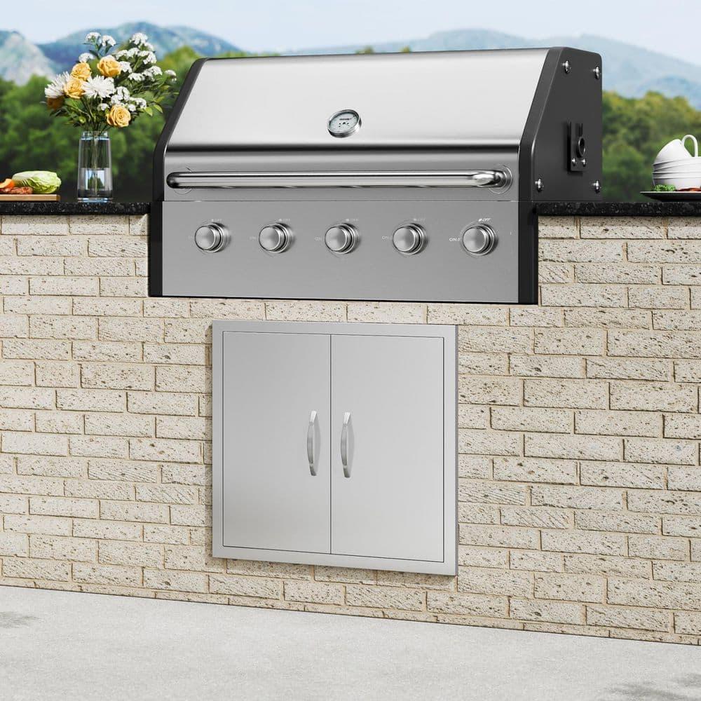 Outdoor Kitchen Doors - 24W x 24H Inch, Double BBQ Access Doors, 304 Stainless Steel for Outdoor Kitchen Cabinet Grill Station or BBQ Island