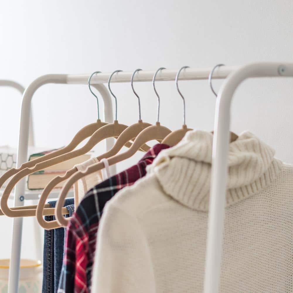 IRIS USA Clothes Rack with 4 Metal Shelves, Freestanding for Hanging Clothes, White