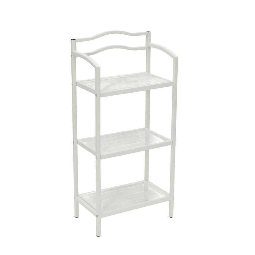 3-Tier Metal Bathroom Storage Shelf, White