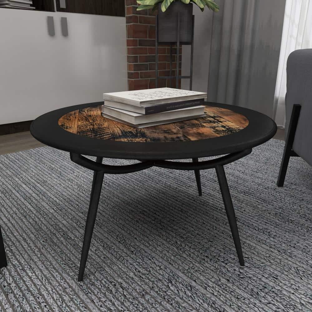 Wood and Iron Coffee Table Gray - Olivia & May: Mid-Century Modern, Oil Rubbed Finish, Tapered Legs