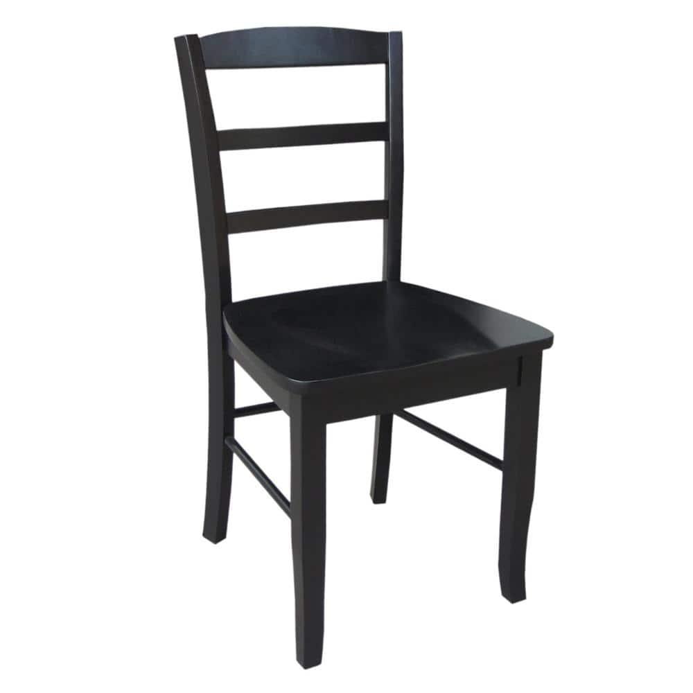 Set of 2 Madrid Ladderback Chairs Black - International Concepts: Solid Wood, Armless, Transitional Style