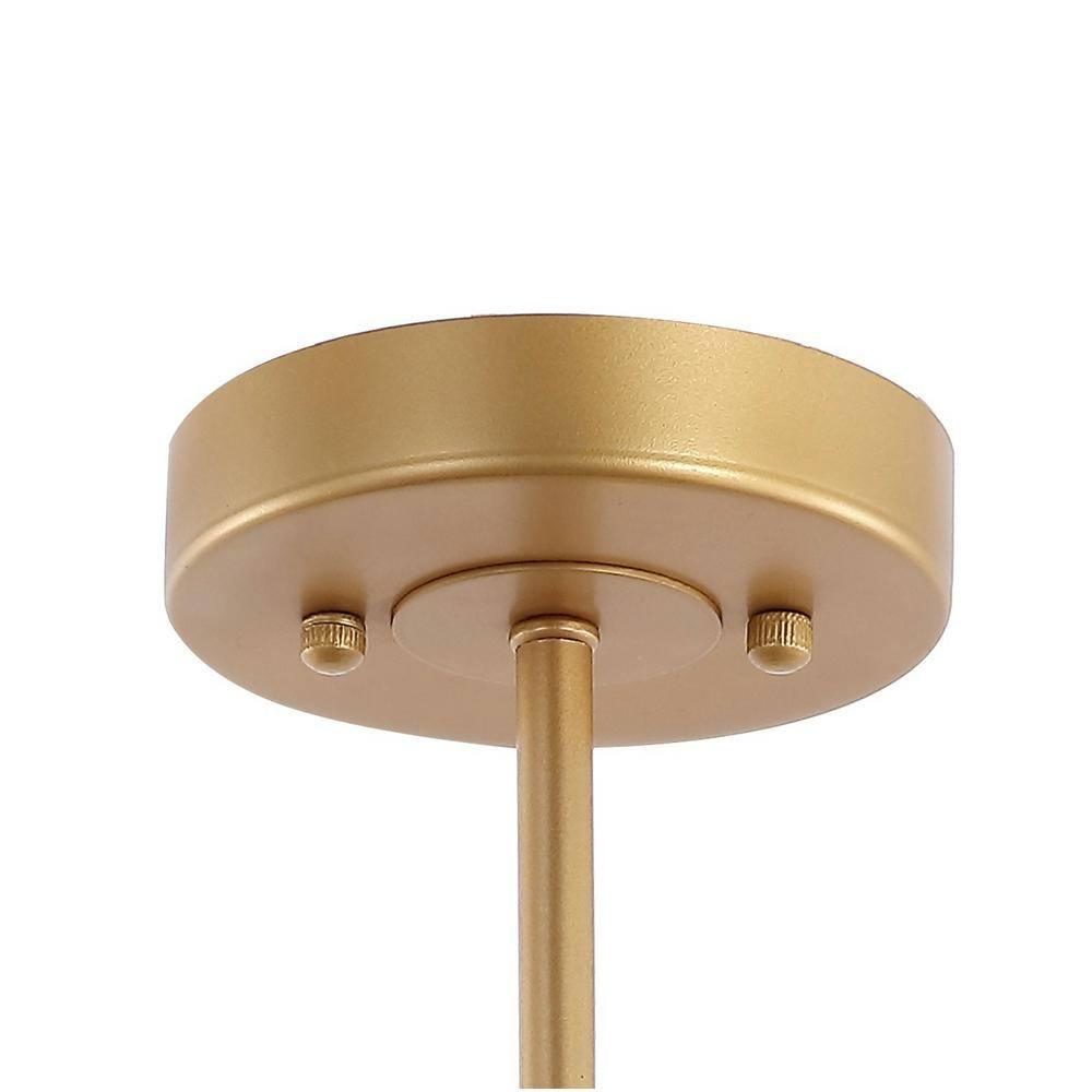 Jaynie 21.5" 5-Light Farmhouse Industrial Iron Cylinder LED Semi Flush Mount, Brass Gold/Clear