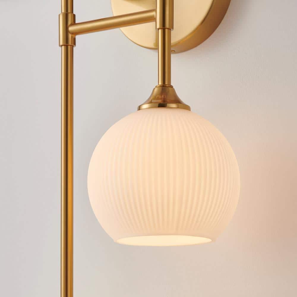 KAWOTI 4-Light Wall Sconces Bathroom Vanity Light Fixtures with Frosted White Glass Shade, Metal Wall Light for Bedroom Living Room