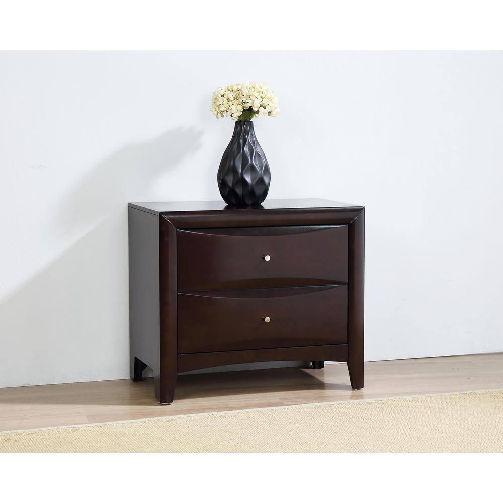 Coaster Contemporary Style Nightstand, Cappuccino Finish