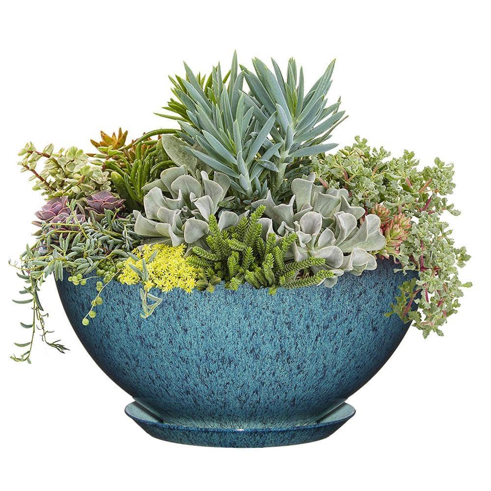 Classic Home and Garden 9010D-375R 10" Rosie Bowl Planter, Indigo Speckle