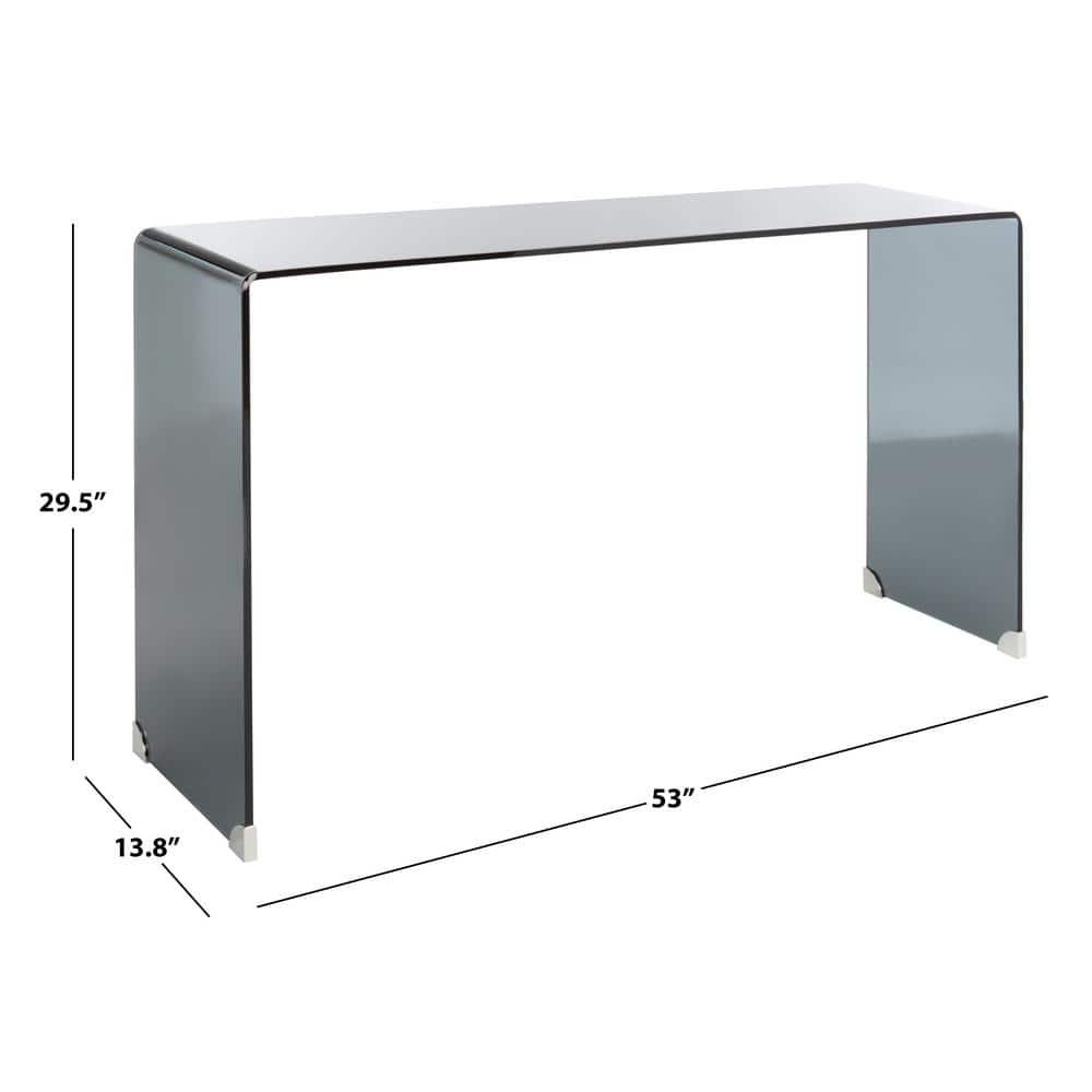 Huck Tempered Glass Console - Clear/Grey - Safavieh