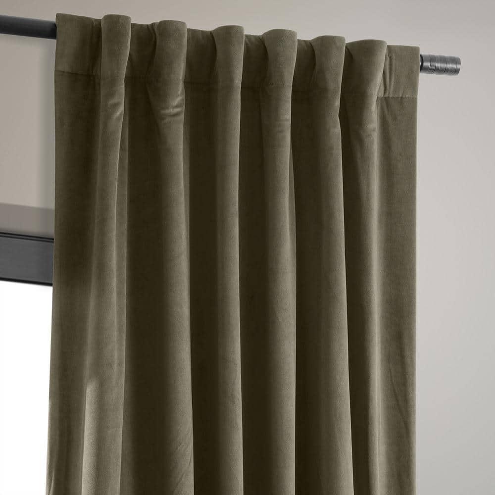 Half Price Drapes Signature Denver Taupe Velvet Blackout Curtains For Bedroom(1 Panel), 50WX 96L