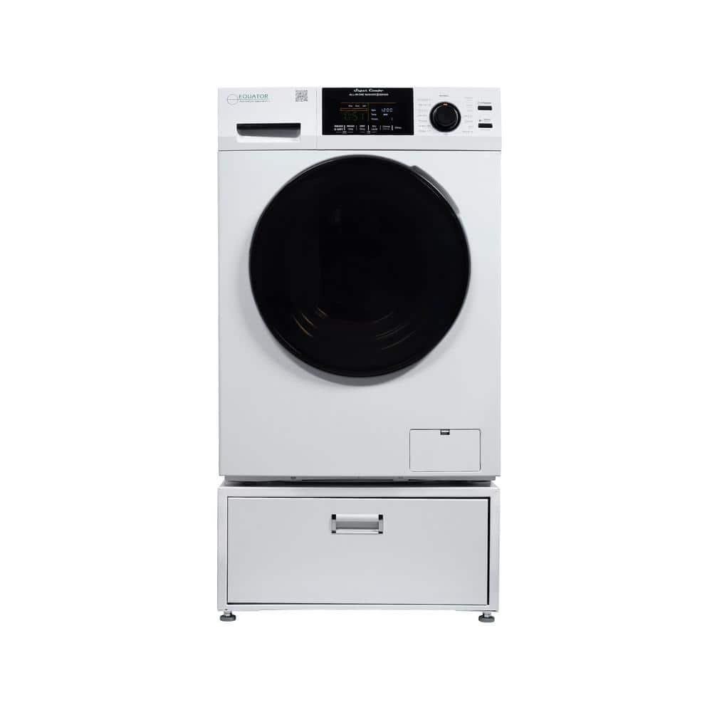 Equator Advanced Appliances Equator All-in-one Washer Dryer Ventless FULLY BUILTIN 0-CLEARANCE 1.62cf/15lbs 110V 1400RPM + Pedestal EZ 4700 C + PDL 4455 White