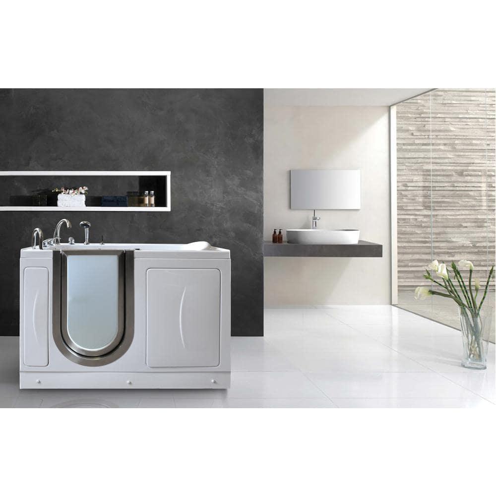 Royal 52" White Acrylic Walk-In Whirlpool Bathtub with Heated Seat
