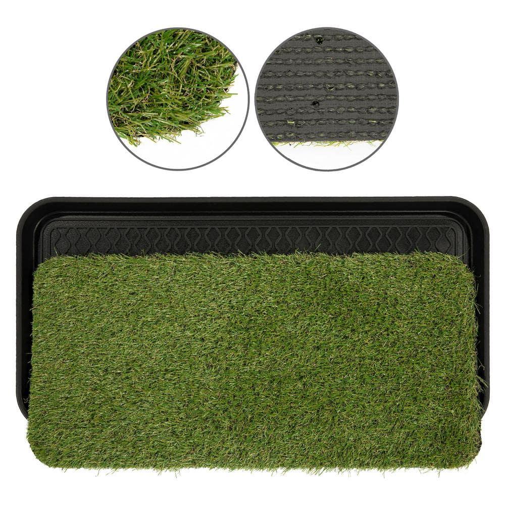 Ottomanson Pet Training Non-Slip Indoor/Outdoor Tray with Reusable Grass Pad