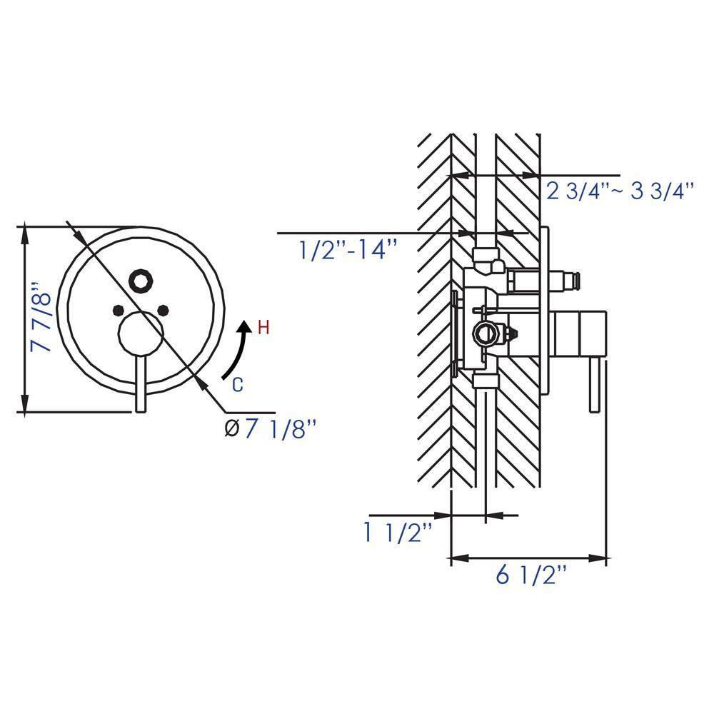 Round Pressure Balanced Faucet Trim Only