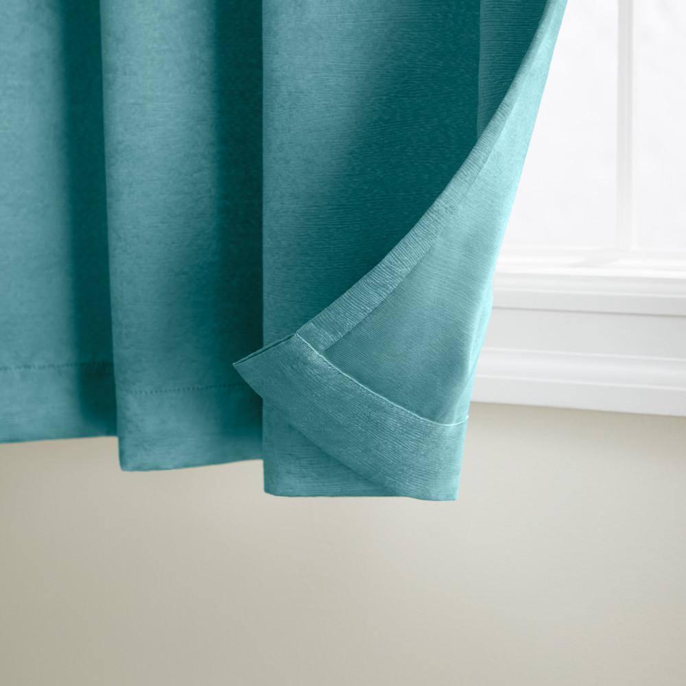 Set of 2 63"x52" Oxford Textured Sateen Thermal Room Darkening Grommet Top Window Curtain Panel Teal - Exclusive Home