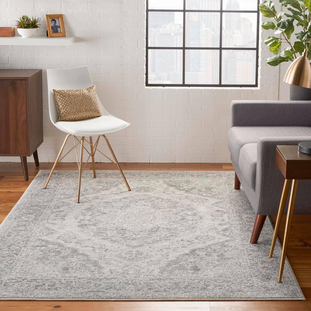 Nourison Tranquil Vintage Persian Center Medallion Area Rug Ivory Grey 4' x 6'
