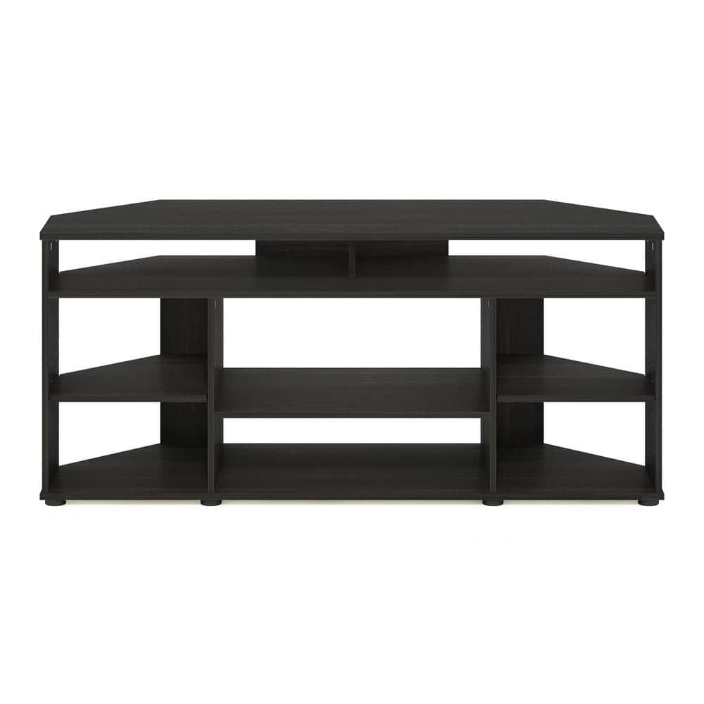 Espresso Composite Wood Corner TV Stand with Multiple Shelves