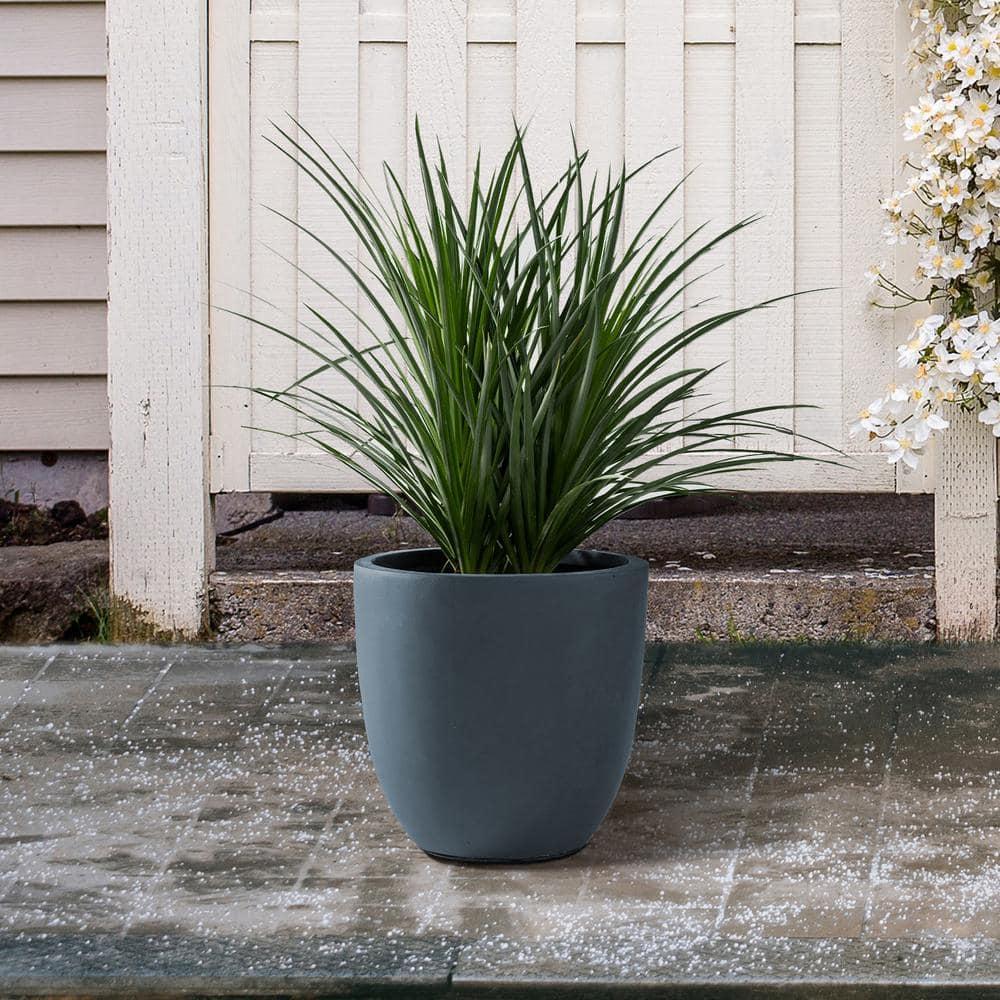 Rosemead Home & Garden, Inc. Kante  Fiberglass and Concrete Indoor Planter Pots Black 10" x 9.8" x 9"